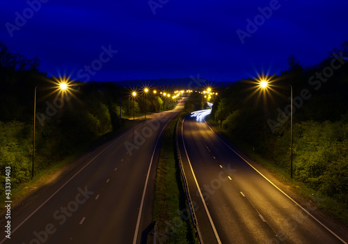 light trails on main road