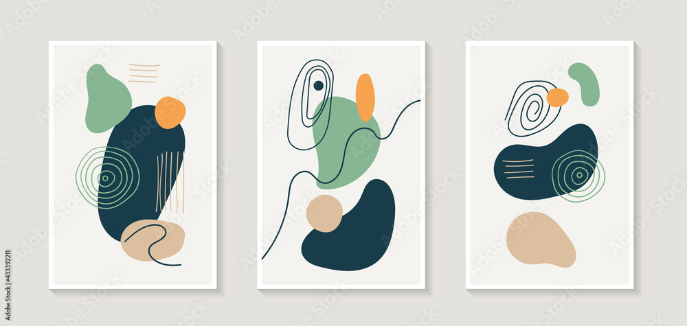 Collection of three abstract poster for decorating walls or for designing social networks.