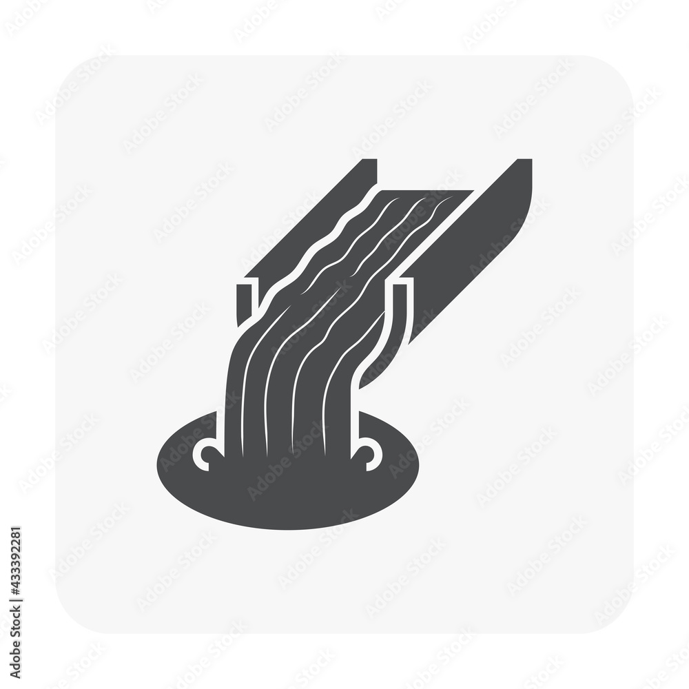 Metallurgy or metallurgical production industry vector icon. Consist of molten iron or heat liquid flow in mill from blast furnace. Casting smelting of metal, iron or steel in foundry or factory plant Metallurgy or metallurgical production industry vector icon. Consist of molten iron or heat liquid flow in mill from blast furnace. Casting smelting of metal, iron or steel in foundry or factory plant
