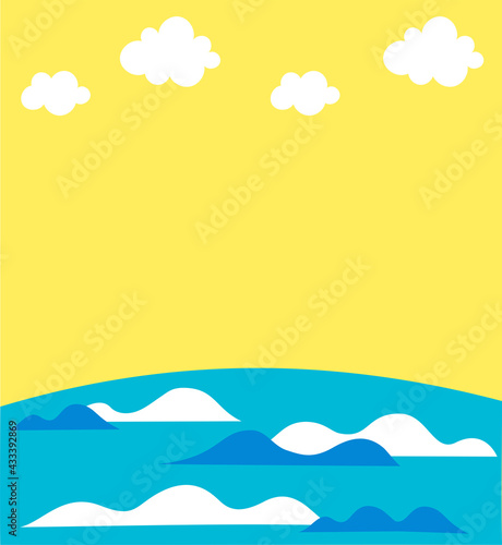 黄昏の空と海の背景イラスト
