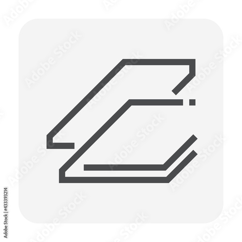 Plate vector icon. May called metal, steel, iron or aluminium. Product from production industry. Material with flat surface for construction, duct in hvac system, roof sheet and floor. Editable stroke