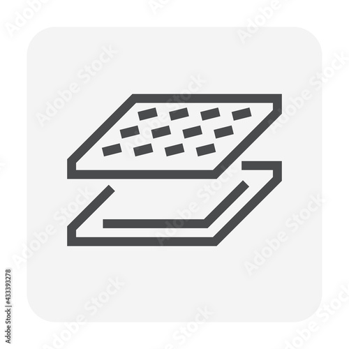 Plate vector icon. May called metal, iron, steel or aluminum consist of smooth and skid surface with checkered, hatch or diamond texture pattern called grip or tread plate for floor, wall. 48x48 px.