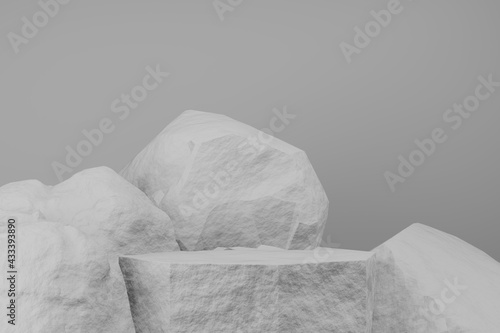 Abstract stone stand studio background for product display. Abstract Background Scene 3d Render for product advertise.