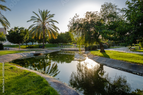 landscape of Turia River gardens leisure and sport area in Valencia