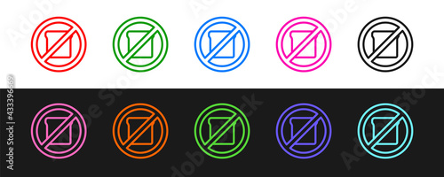 Set line Gluten free grain icon isolated Set line background. No wheat sign. Food intolerance symbols. Vector