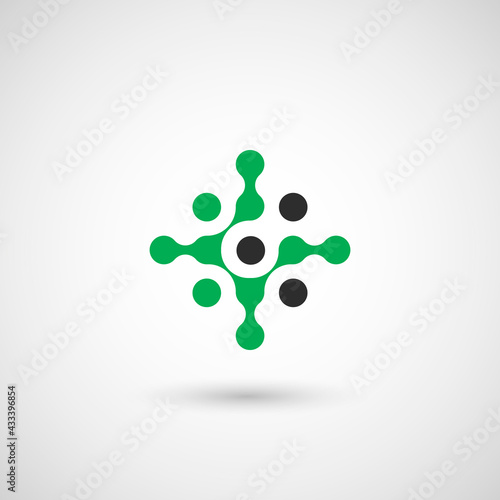 Vector isolated circle logo design template. Abstract dots symbol. Icon round shape.