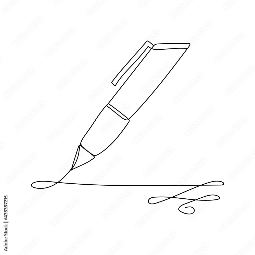 Fototapeta premium Continuous one line of pen in silhouette. Linear stylized. Minimal style. Education concept