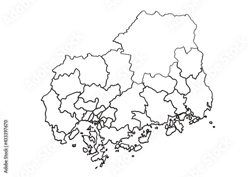 広島県の白地図