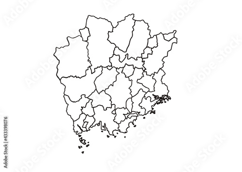 岡山県の白地図