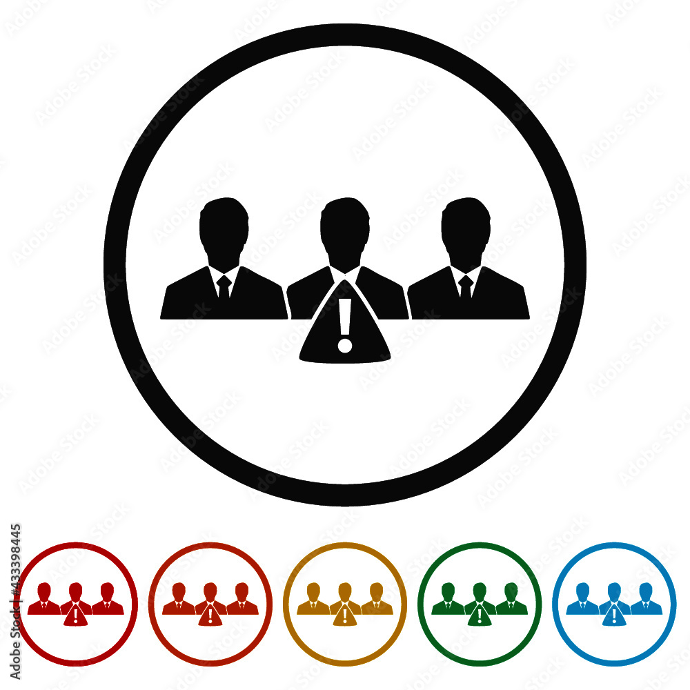 Management icon with exclamation mark color set Management icon with exclamation mark color set