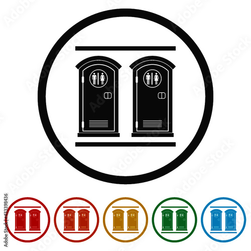 Simple portable toilet ring icon color set