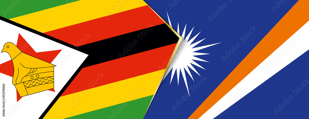 Zimbabwe and Marshall Islands flags, two vector flags. Zimbabwe and Marshall Islands flags, two vector flags.