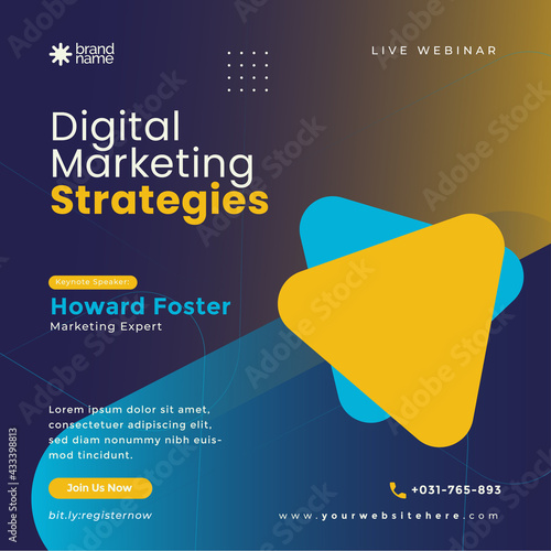 Modern banner webinar design for social media. Geometric banner design