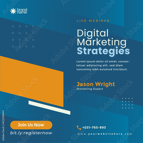 Modern banner webinar design for social media. Geometric banner design