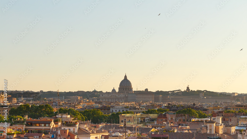 City of Rome, Italy, at sunset in summer
