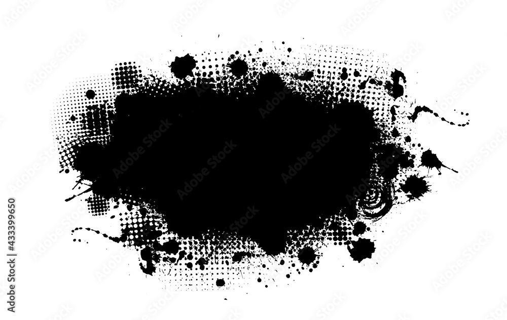 Black blot with splashes. Vector illustration Black blot with splashes. Vector illustration