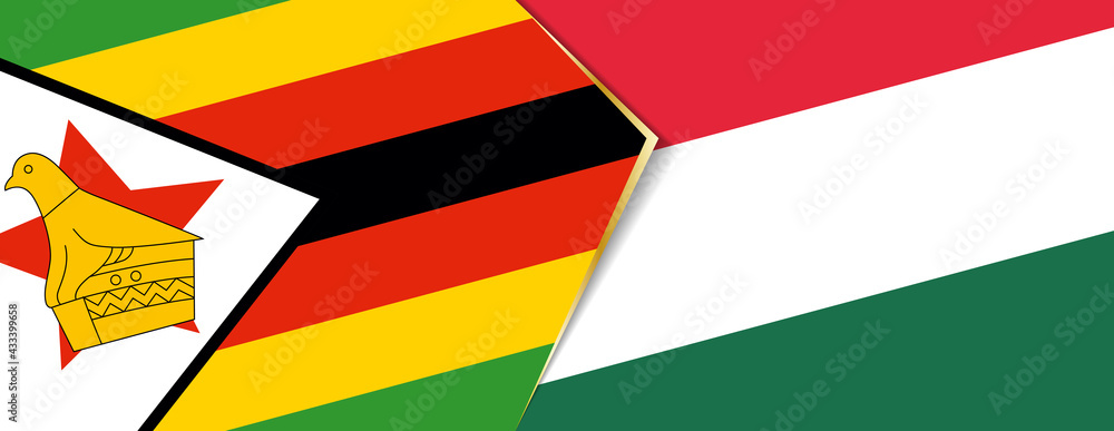 Zimbabwe and Hungary flags, two vector flags. Zimbabwe and Hungary flags, two vector flags.