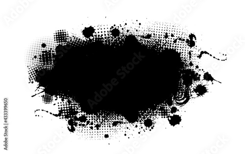 Black blot with splashes. Vector illustration