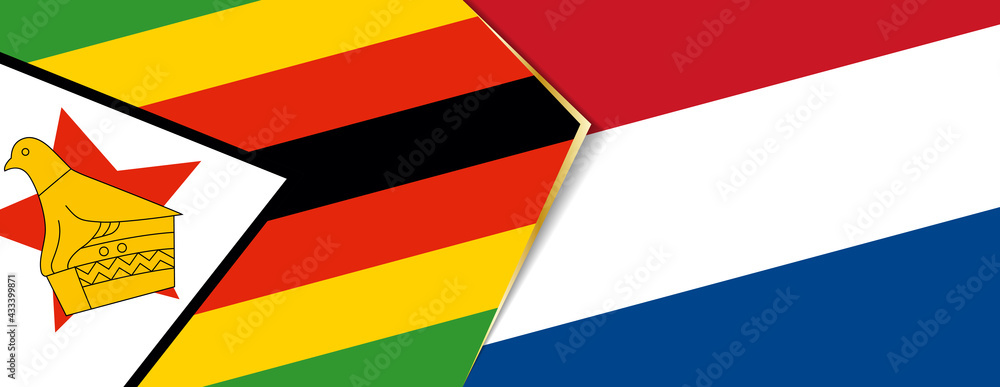 Zimbabwe and Netherlands flags, two vector flags. Zimbabwe and Netherlands flags, two vector flags.