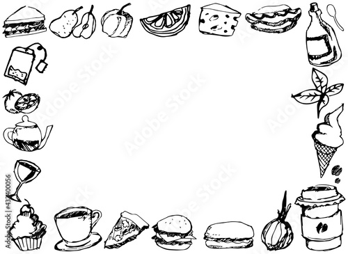 カフェ　手書き　イラスト