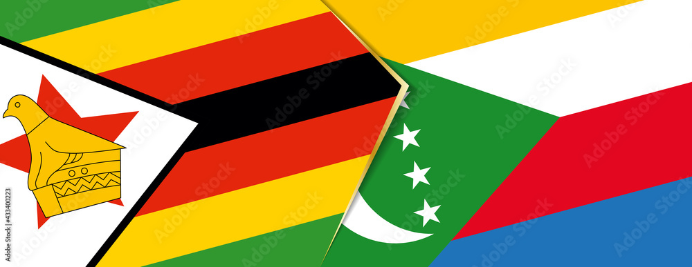 Zimbabwe and Comoros flags, two vector flags. Zimbabwe and Comoros flags, two vector flags.
