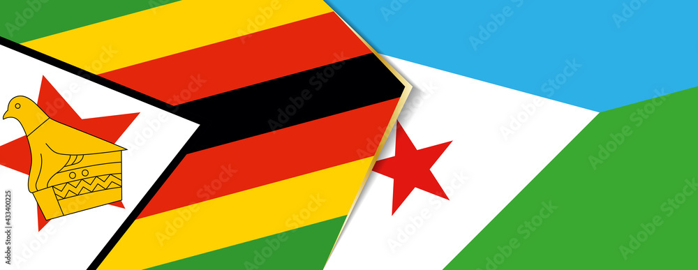 Zimbabwe and Djibouti flags, two vector flags. Zimbabwe and Djibouti flags, two vector flags.