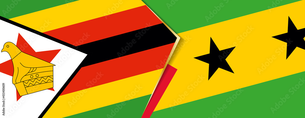Zimbabwe and Sao Tome and Principe flags, two vector flags. Zimbabwe and Sao Tome and Principe flags, two vector flags.