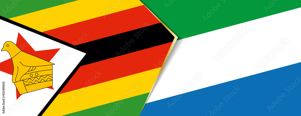 Zimbabwe and Sierra Leone flags, two vector flags. Zimbabwe and Sierra Leone flags, two vector flags.