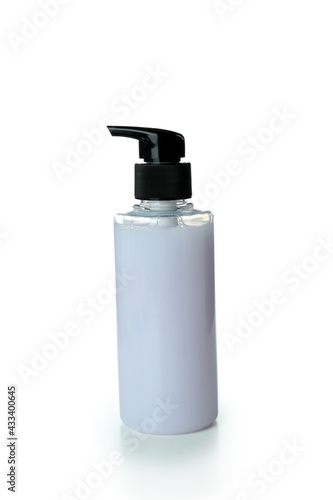Blank shower gel bottle isolated on white background