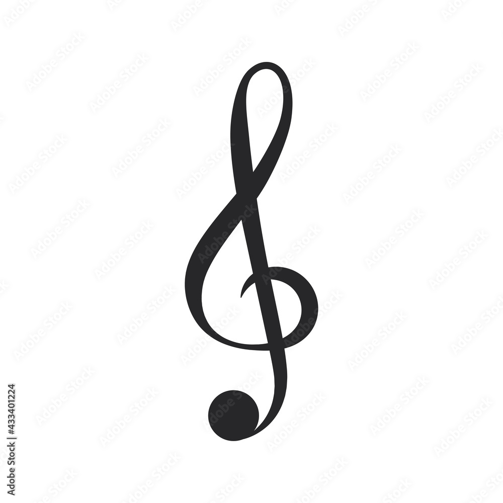 Black filled treble clef vector icon isolated on transparent background. Symbol of listening to music or any other melody or sound. Black filled treble clef vector icon isolated on transparent background. Symbol of listening to music or any other melody or sound.