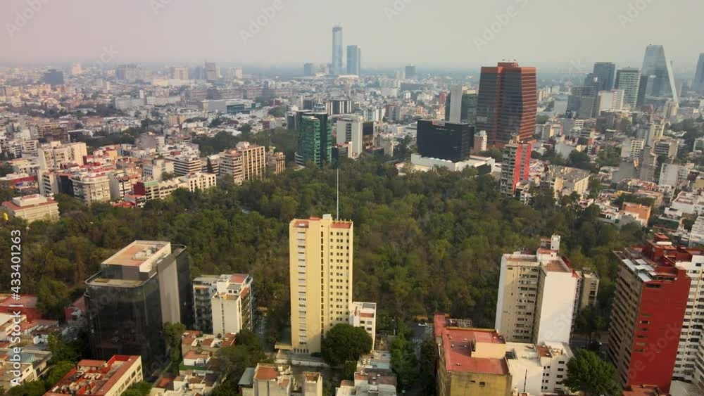 Aerial view of parqeu hundido in south mexico city Aerial view of parqeu hundido in south mexico city