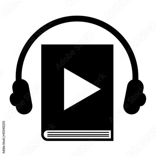 audio book icon on white background. headphones and audio book sign. audiobooks logo. online learning concept. flat style.