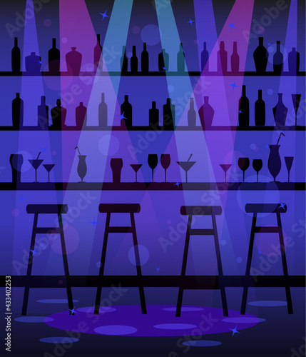 Bar counter in night club, restaurant, disco
