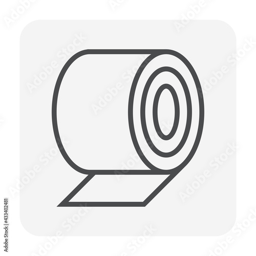 Roll steel, steel coil or sheet metal vector icon. Industrial product manufacturing or production from hot cold process with strength, hardness in factory. Raw materials for construction, machine part