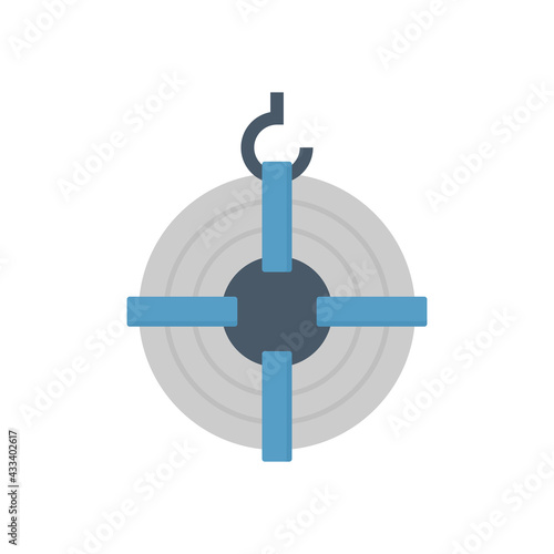 Roll steel, steel coil or sheet metal vector icon. Industrial product manufacturing, production from hot cold process. Hanging on crane hook in factory. Raw materials for construction, machine part.