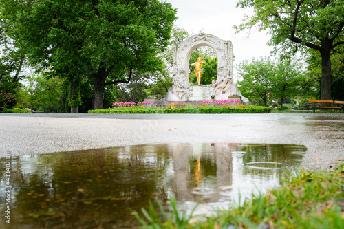 Johann Strauss monument in the Vienna Stadtpark. Famous landmark of the composer in the capital of Austria, Europe.