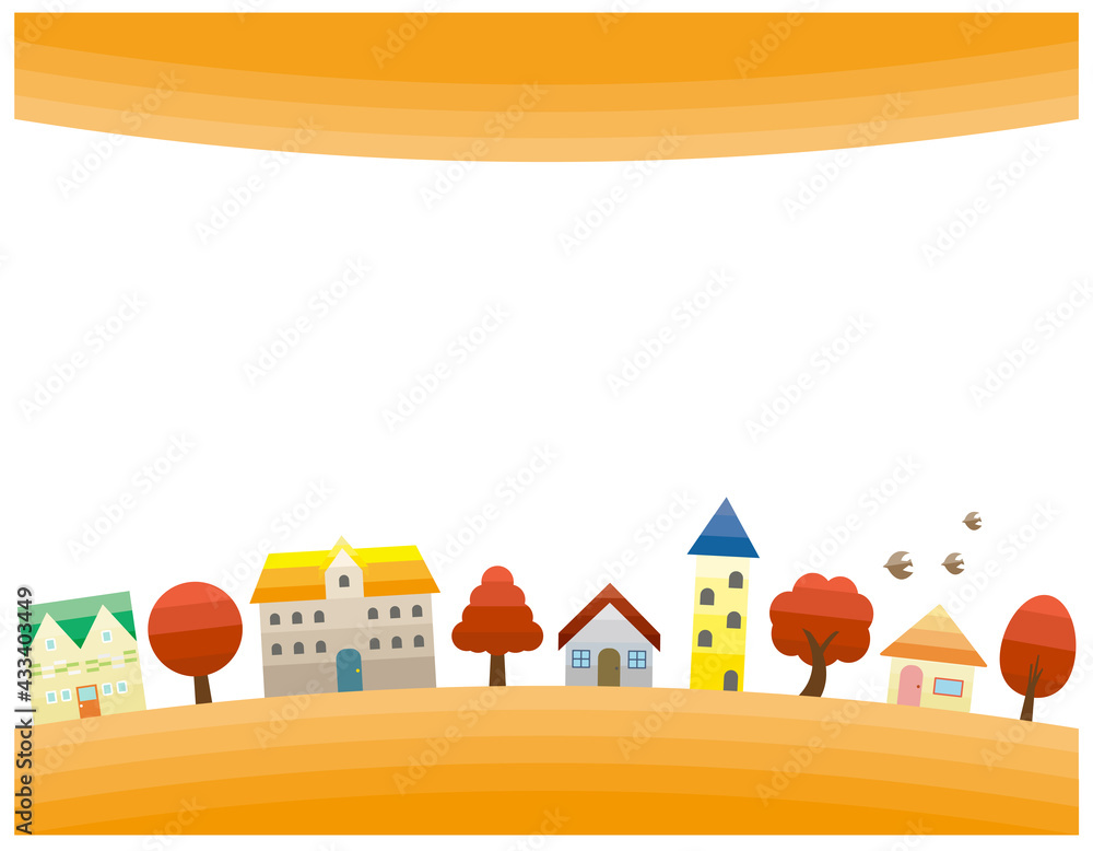 シンプルな街並みと都市の風景イラスト ベクターイラスト 秋の景色 シンプルな街並みと都市の風景イラスト ベクターイラスト 秋の景色