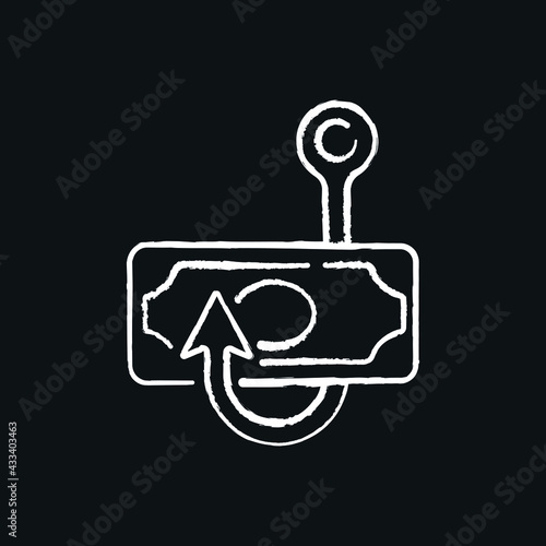 Stealing money chalk icon. Phishing and Spam. Virus. Vector isolated black illustration.