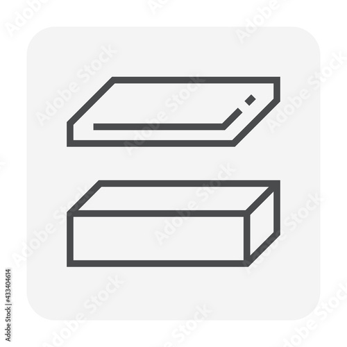 Metal or steel rod bar vector icon. Square and flat profile section shape. Alloy of iron from steel production industry and metallurgy for sawing, turning, milling, drilling and grinding to product.