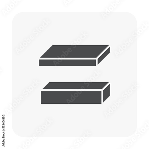 Metal or steel rod bar vector icon. Square and flat profile section shape. Alloy of iron from steel production industry and metallurgy for sawing, turning, milling, drilling and grinding to product.