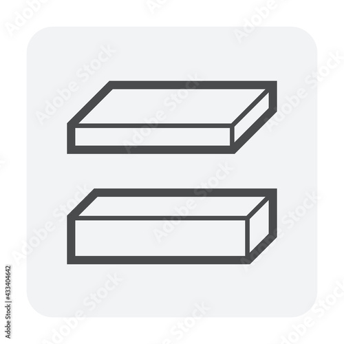Metal or steel rod bar vector icon. Square and flat profile section shape. Alloy of iron from steel production industry and metallurgy for sawing, turning, milling, drilling and grinding to product.