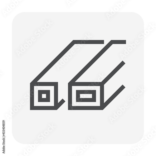 Steel or iron pipe product vector icon. 
Hollow structural section or square profile shape.
Alloy of iron from steel production and metallurgy for material in engineering construction. 48x48 pixel.