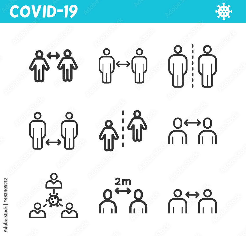 Keep distance line icon. Coronavirus. Protection Keep distance line icon. Coronavirus. Protection