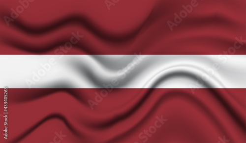 Abstract waving flag of Latvia with curved fabric background. Creative realistic waving flag of Latvia vector background