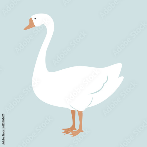 Cute White Goose cartoon Vector Illustration. Nursery design element