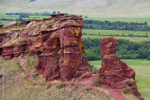 Stone pillars in the mountains of Siberia