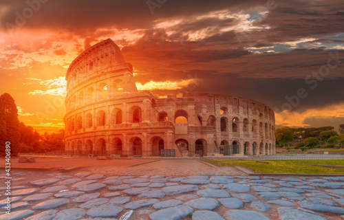 Amazing sunrise at Rome Colosseum  Roma Coliseum   Rome  Italy