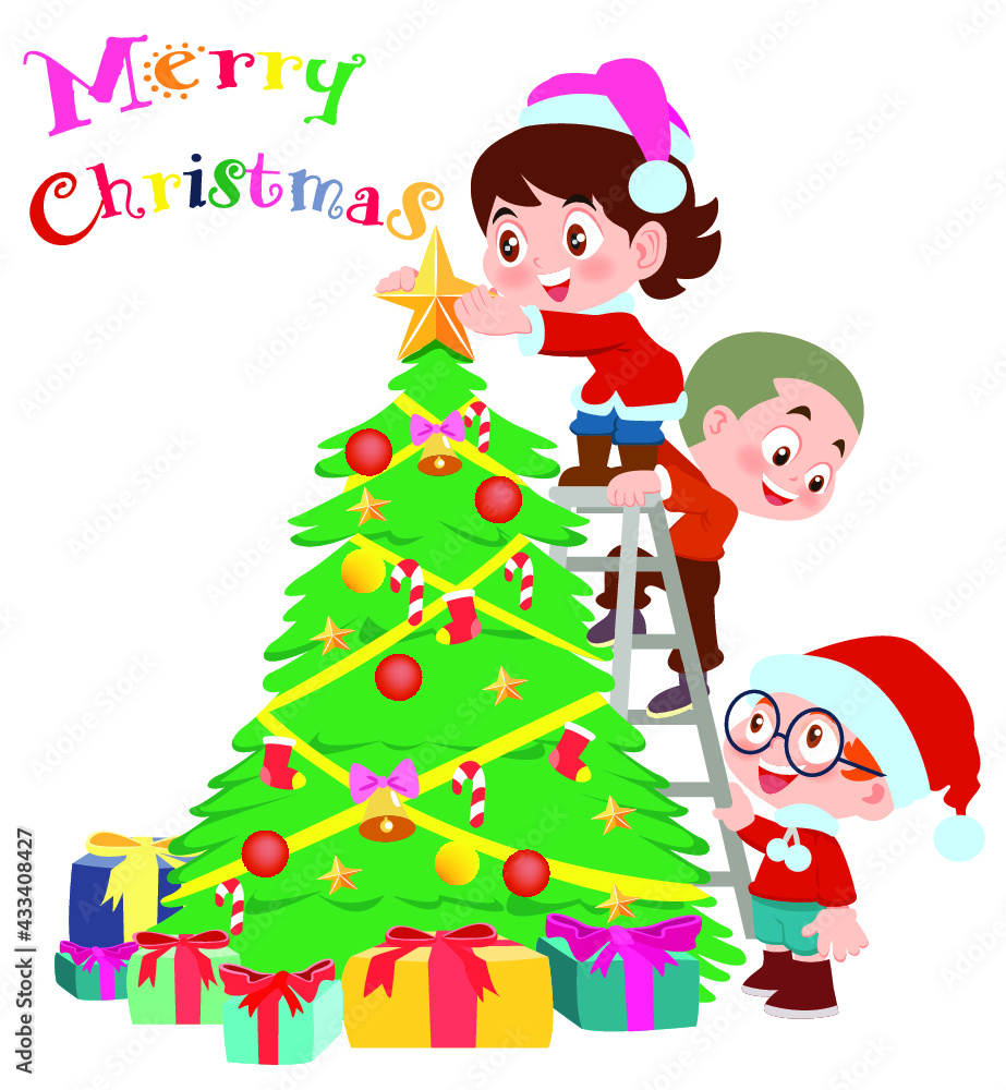 Christmas tree and children