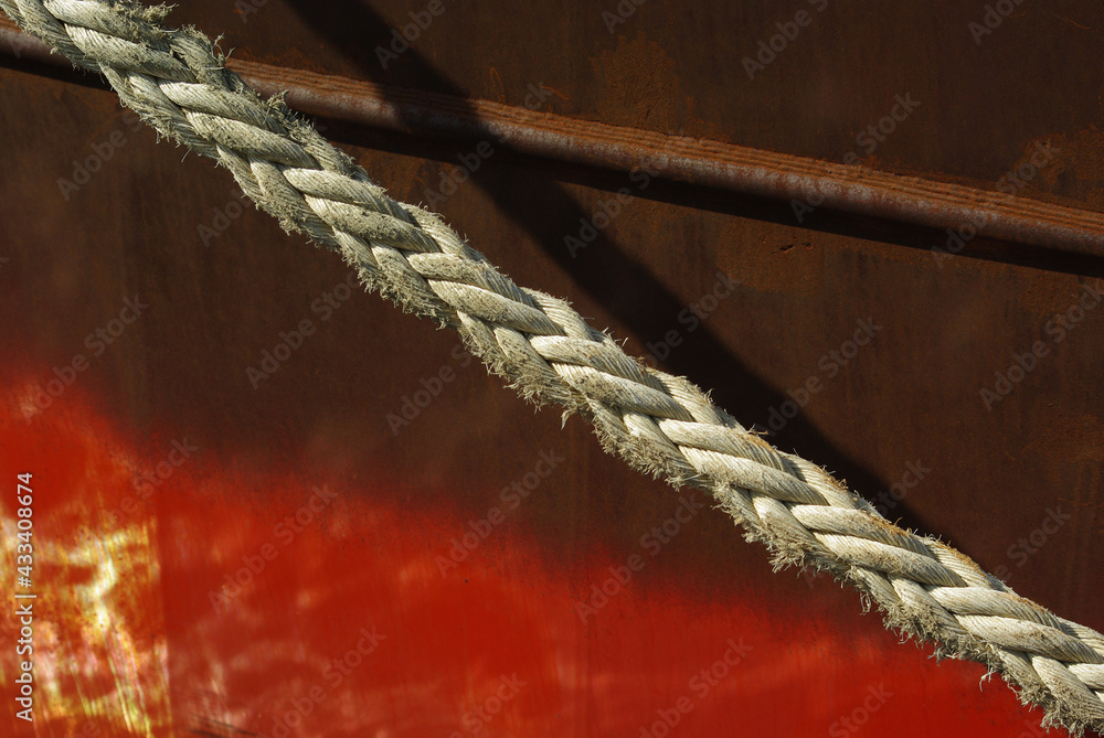 Detail of a colored mooring rope