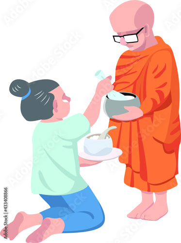 Offering alms to monks on the monks' day